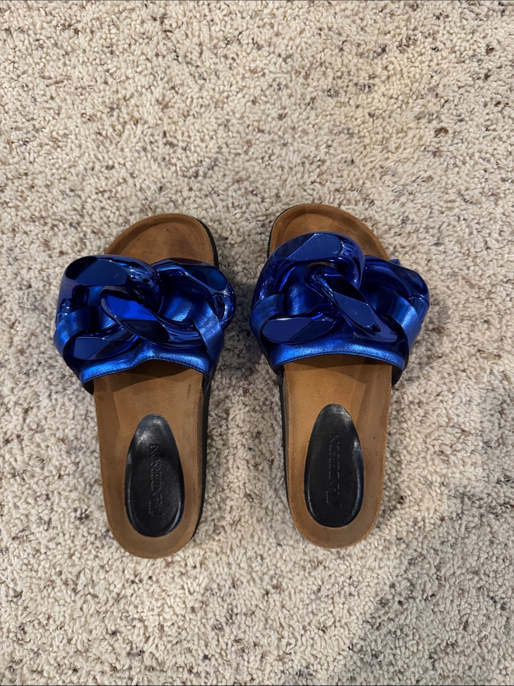 JW ANDERSON Metallic Electric Blue Knotted Slide Sandals - Picture 2 of 3
